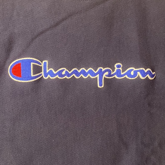 Champion Navy Blue Crew Neck Sweatshirt Pullover Reverse Weave - Picture 3 of 4